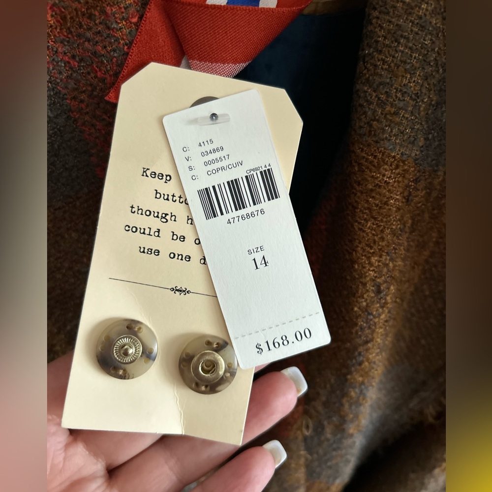 Anthropologie Cartonnier Plaid Preppy Brown Academia Fringed Tweed Blazer 14 - Picture 9 of 15